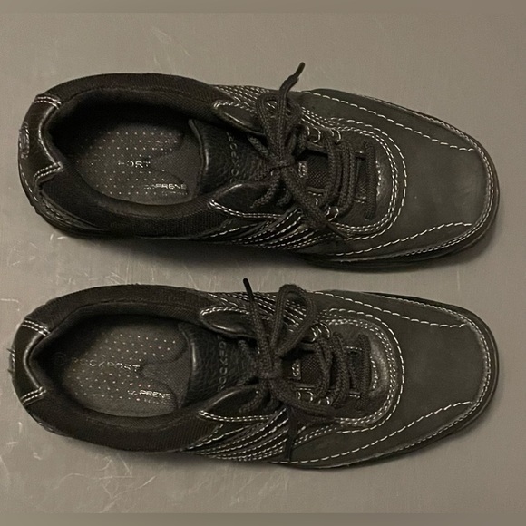 Rockport Men’s Black Leather Sneakers Size 7 - Picture 3 of 8